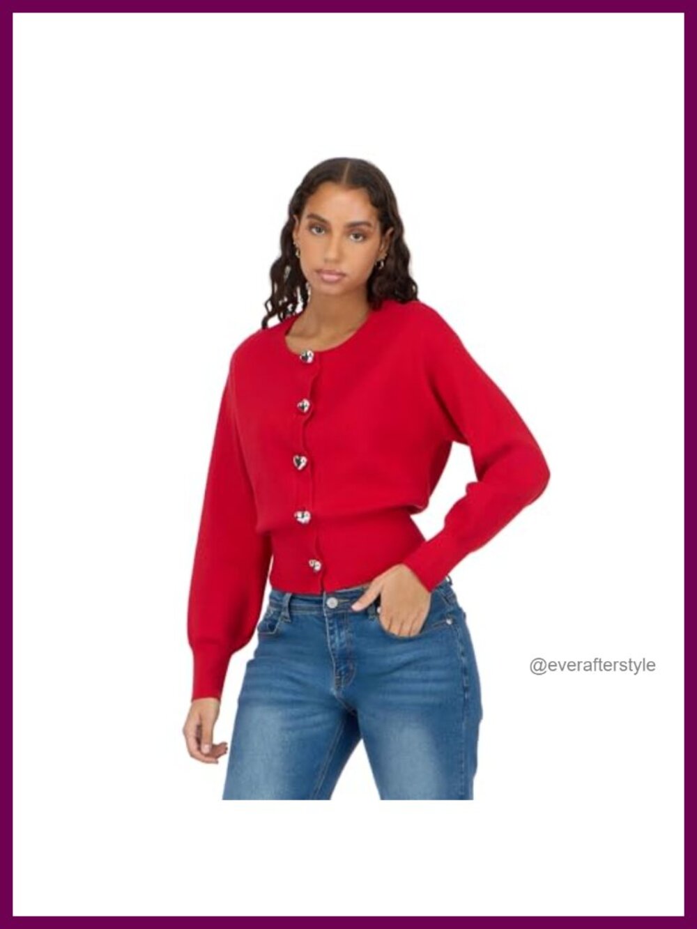Cable Knit Button Front Cropped Cardigan Heart Metal Buttons